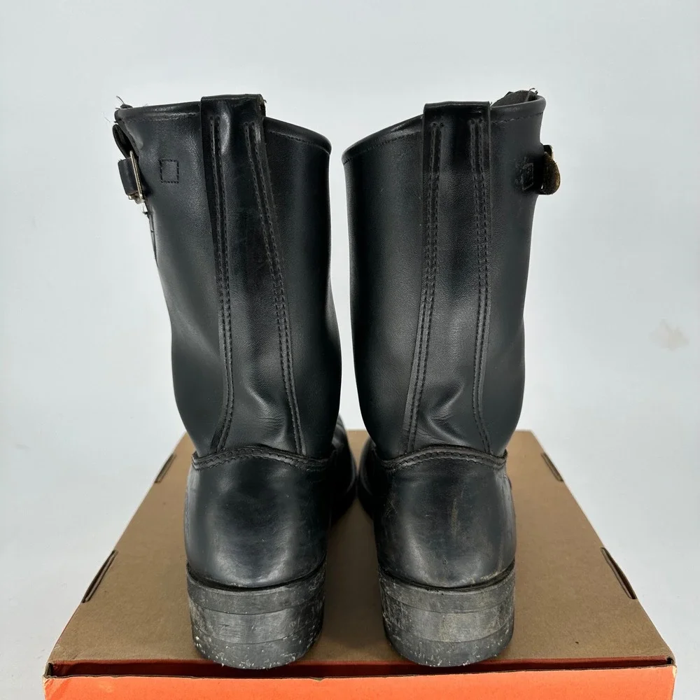 Vintage Brahma Steel Toe Engineer Black Leather Boots USA  display picture 3